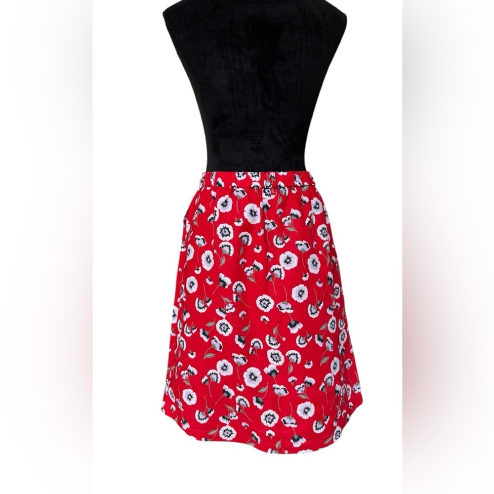 J. Crew Floral linen blend Red Women's Skirt Size Small​
